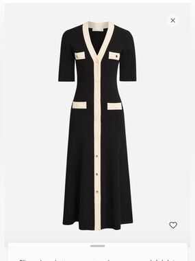 J Crew Black and Cream Elbow Sleeve Button Up Sweater Dress